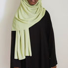 long chiffon hijab in the color pastel olive green