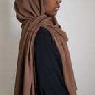 long chiffon hijab in the color chocolate