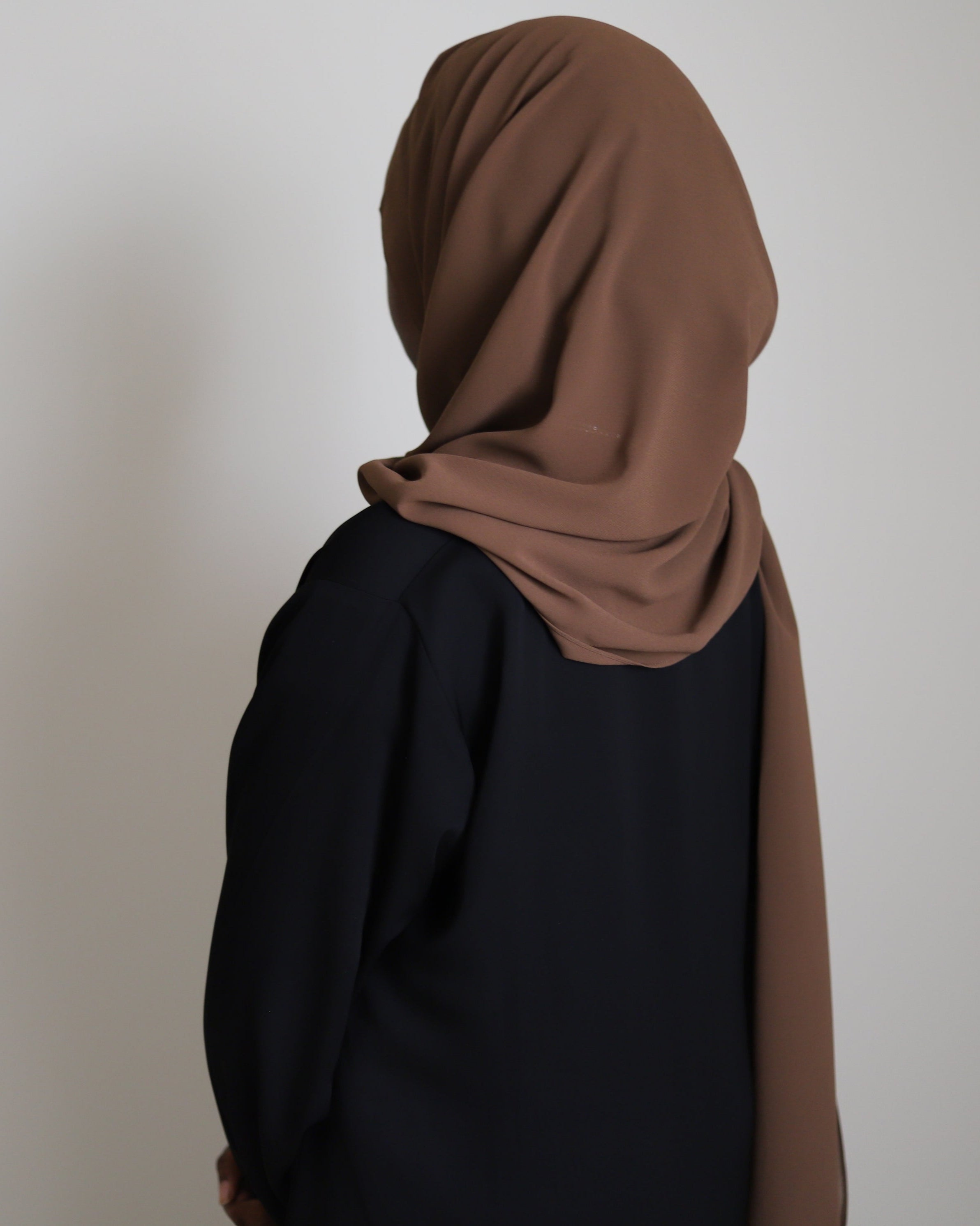 long chiffon hijab in the color chocolate