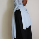 long chiffon hijab in the color pastel blue