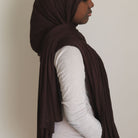 long cotton jersey hijab in dark brown