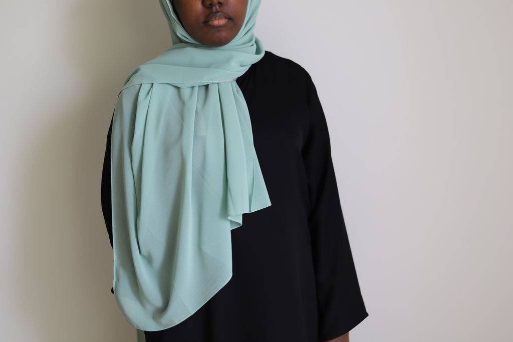 pastel green chiffon hijab