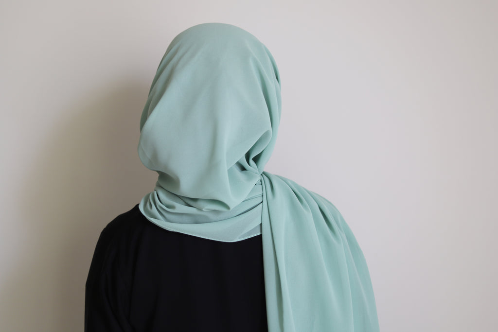pastel green chiffon hijab