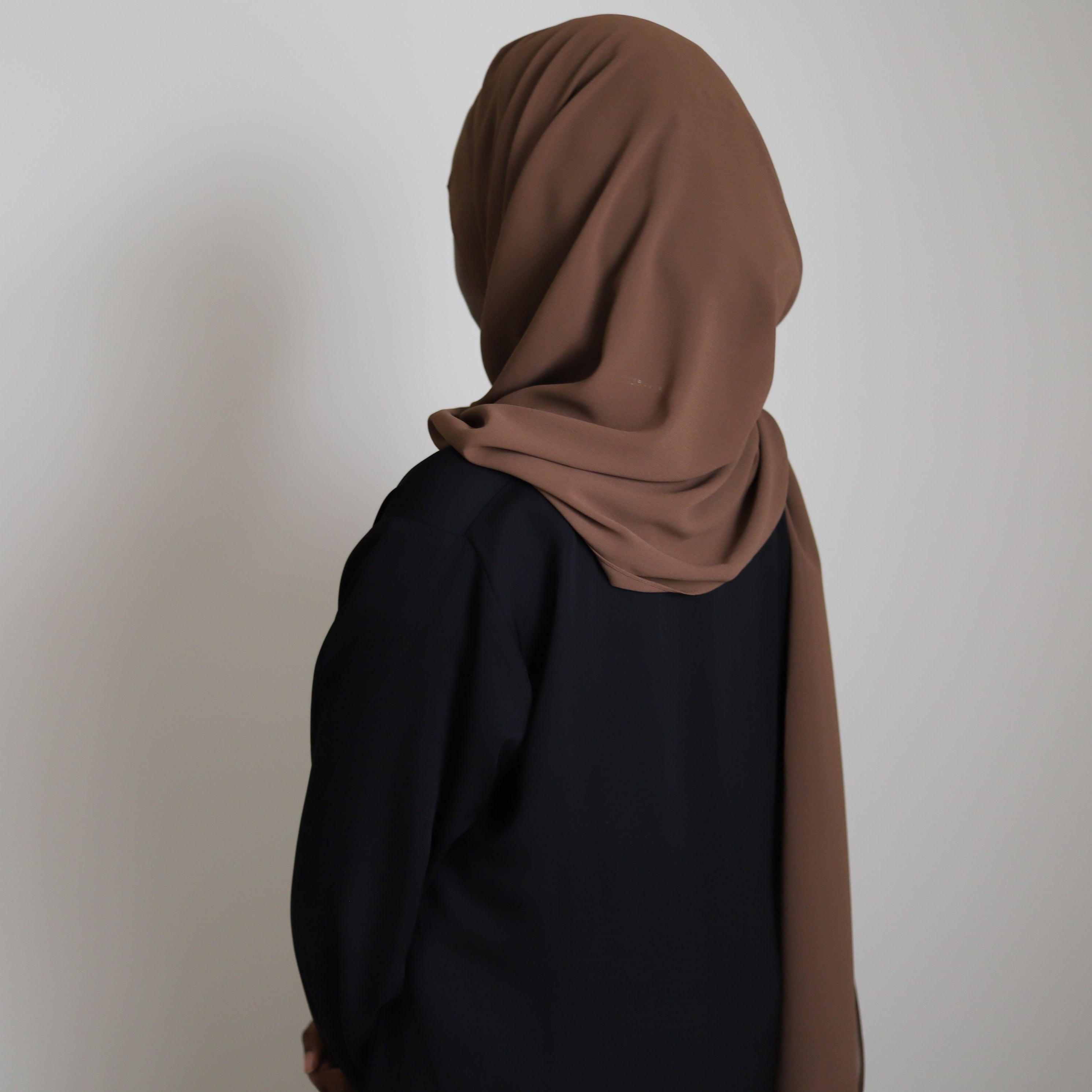 long chiffon hijab in the color chocolate