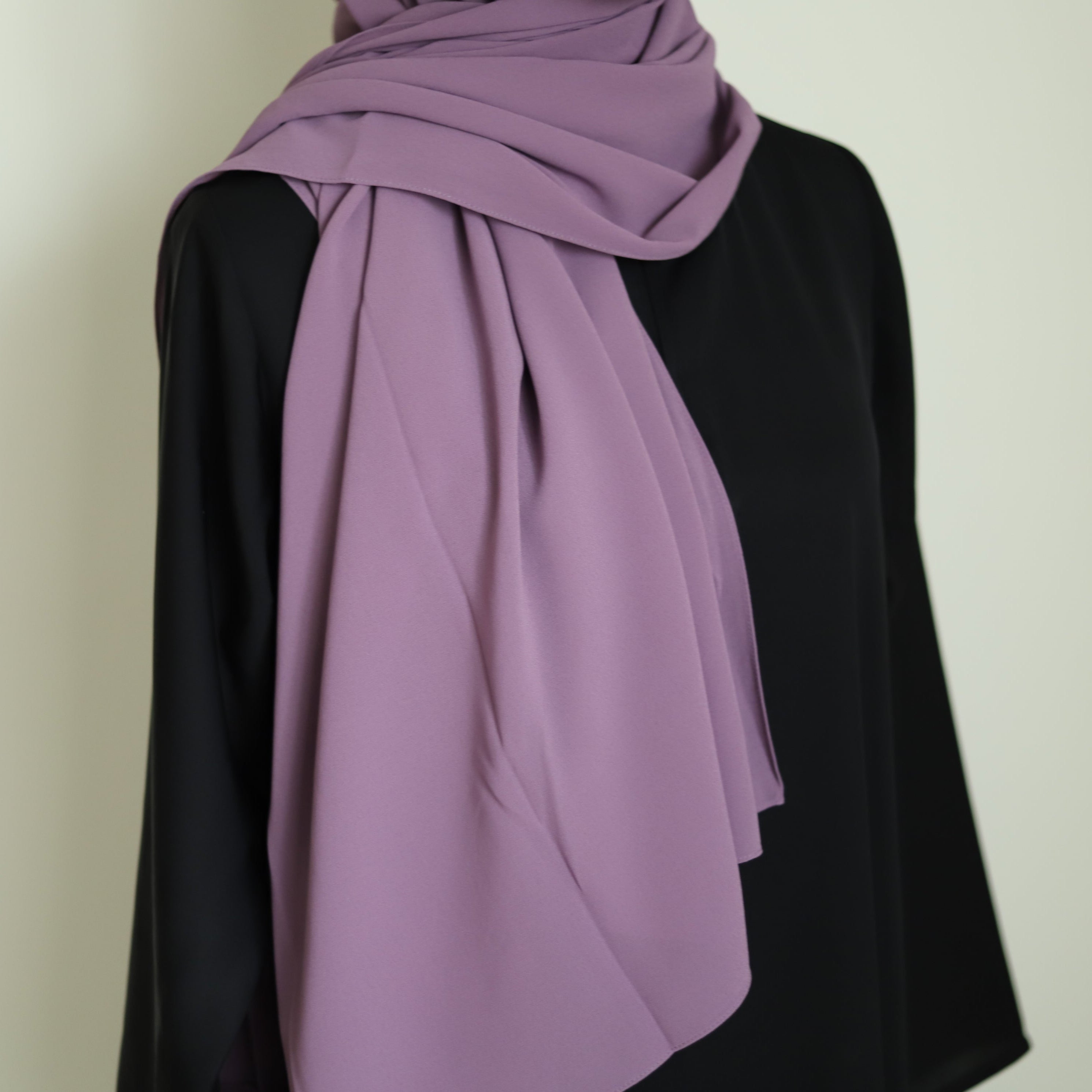long chiffon hijab in the color purple