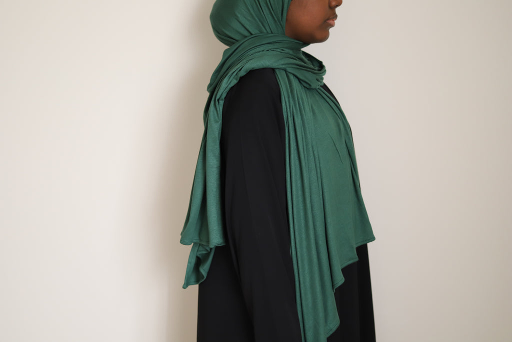 premium emerald green jersey hijab