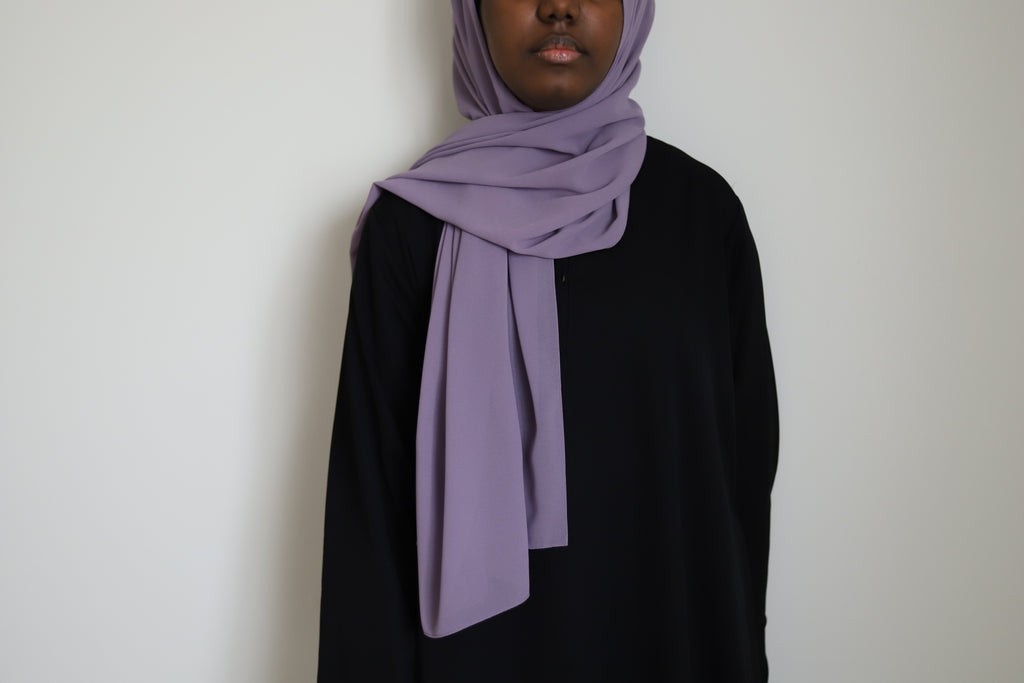 muted lavender chiffon hijab